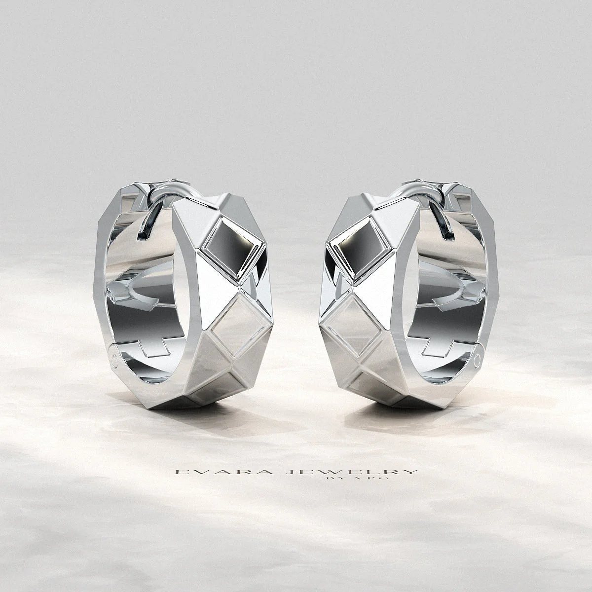Geometric Hoop Earrings in 10K | 14K | 18K Solid Gold - Chunky Hoops - Image 12