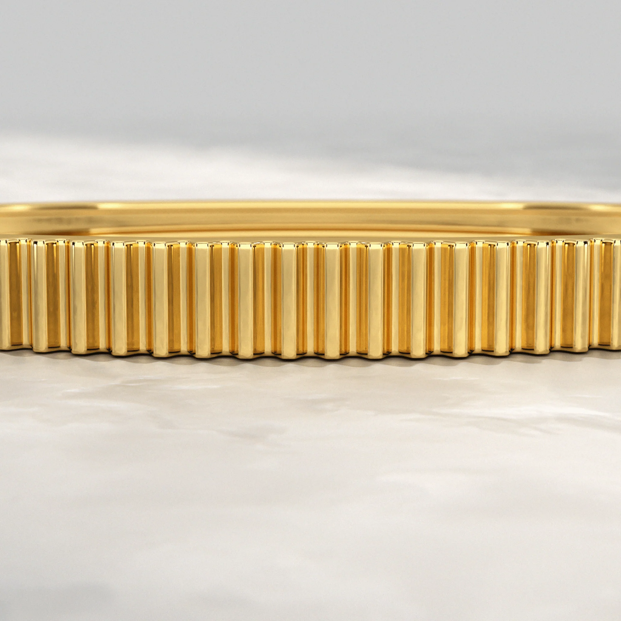Ribbed Pattern Cuff Bangle in Solid Gold - Image 5