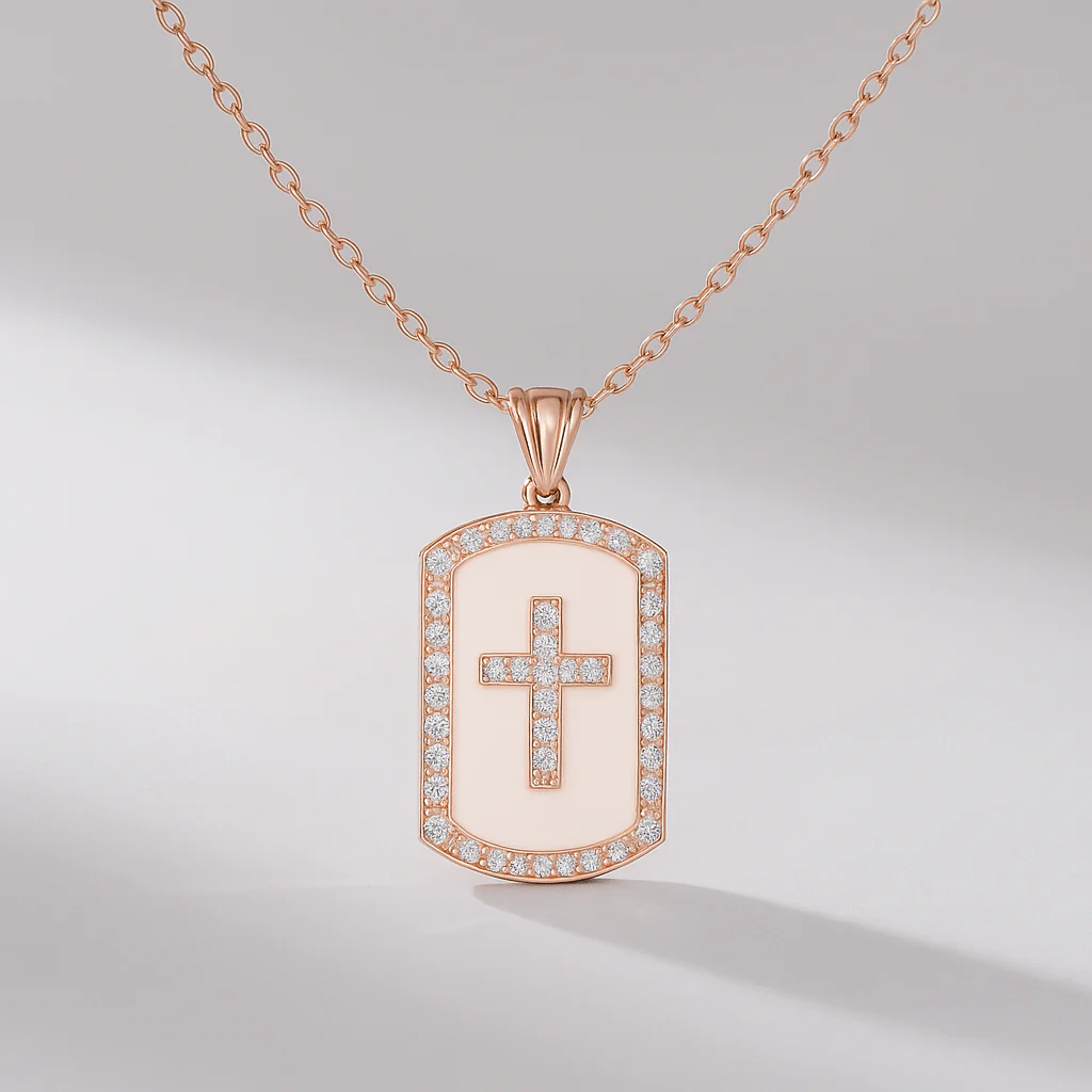 Gold Diamond Cross Pendant Necklace - Image 11