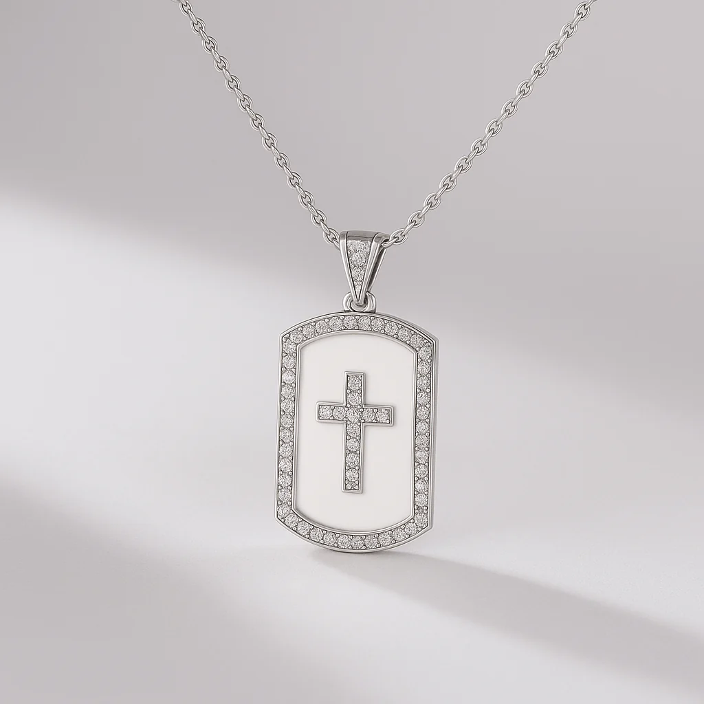 Gold Diamond Cross Pendant Necklace - Image 12