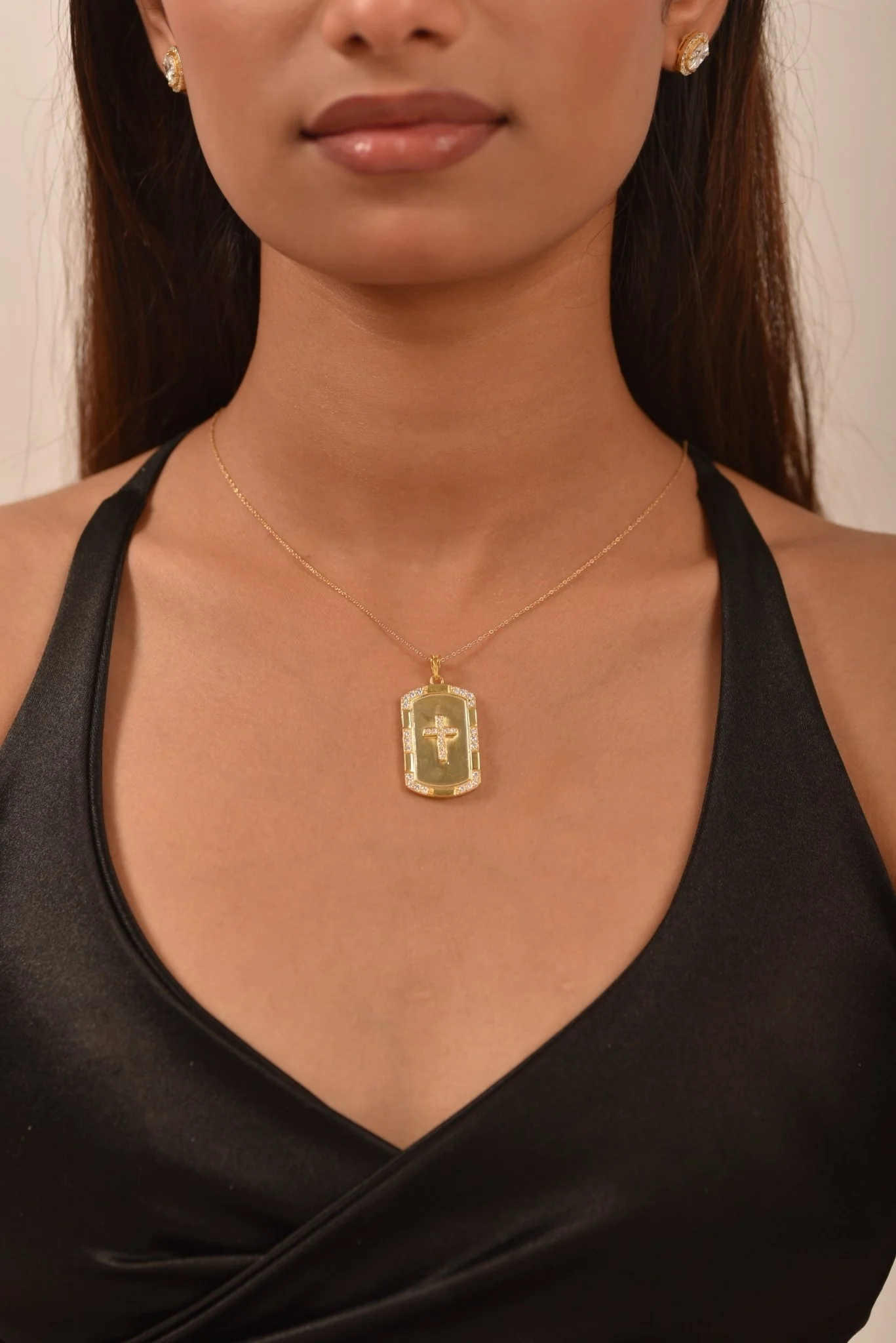 Gold Diamond Cross Pendant Necklace - Image 8