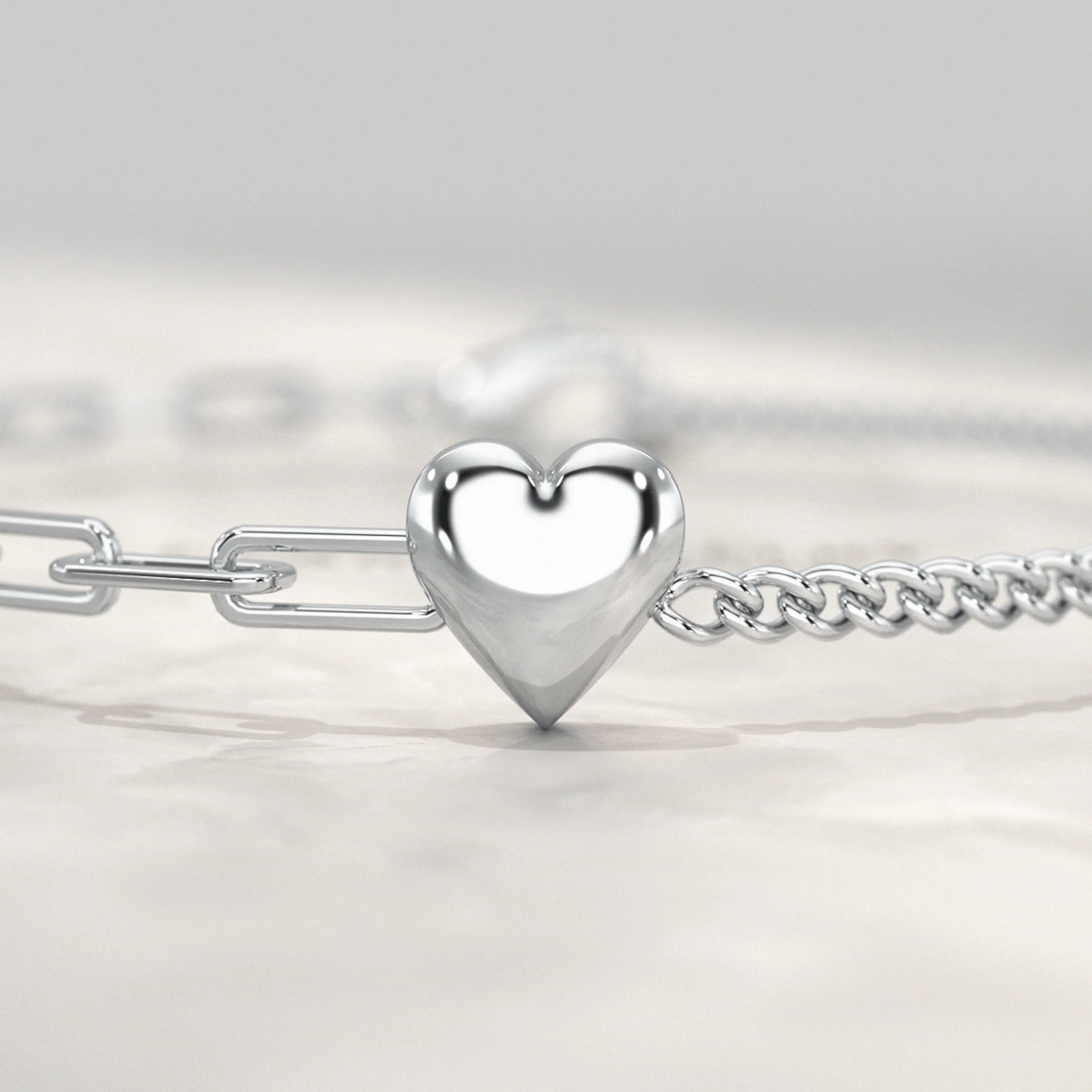 Gold Heart Paperclip & Cuban 50-50 Bracelet - Image 8