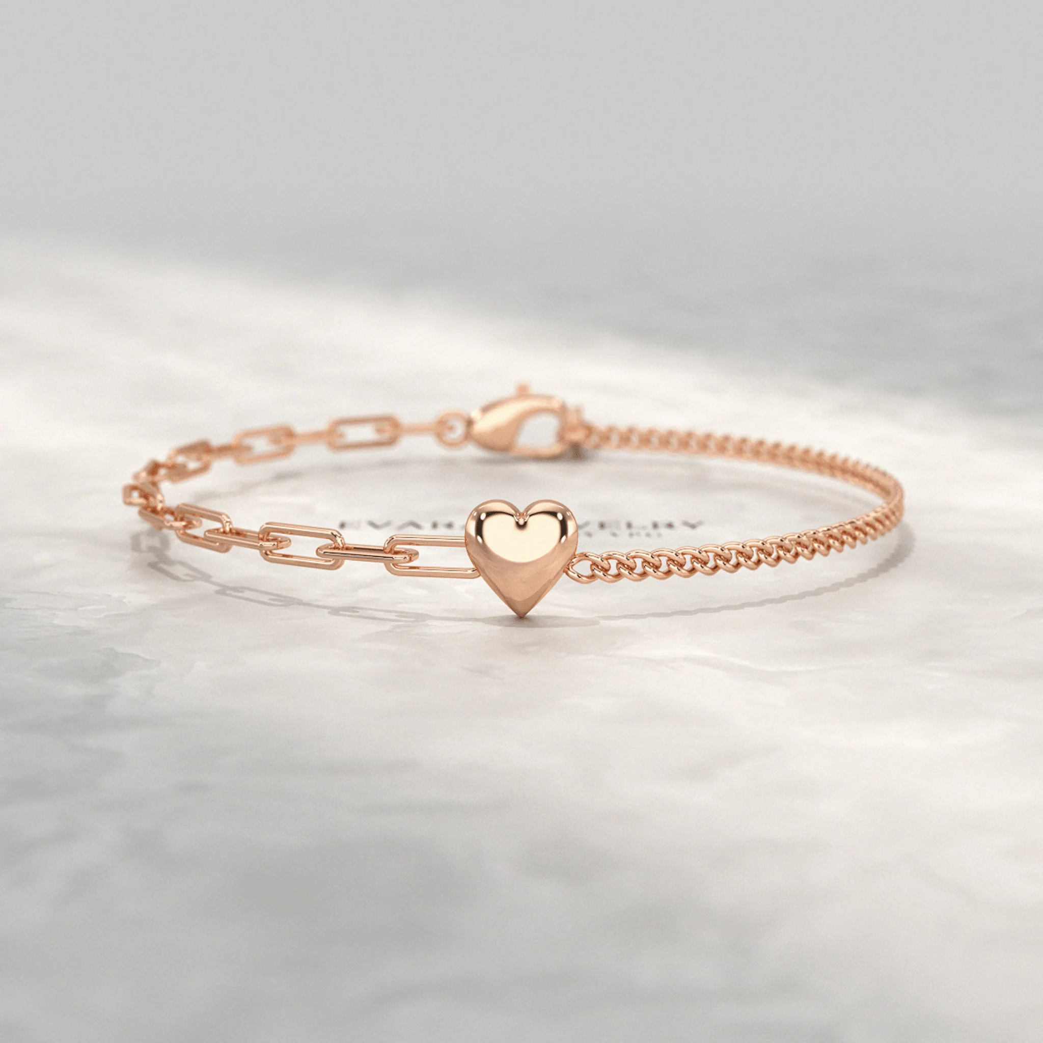 Gold Heart Paperclip & Cuban 50-50 Bracelet - Image 9