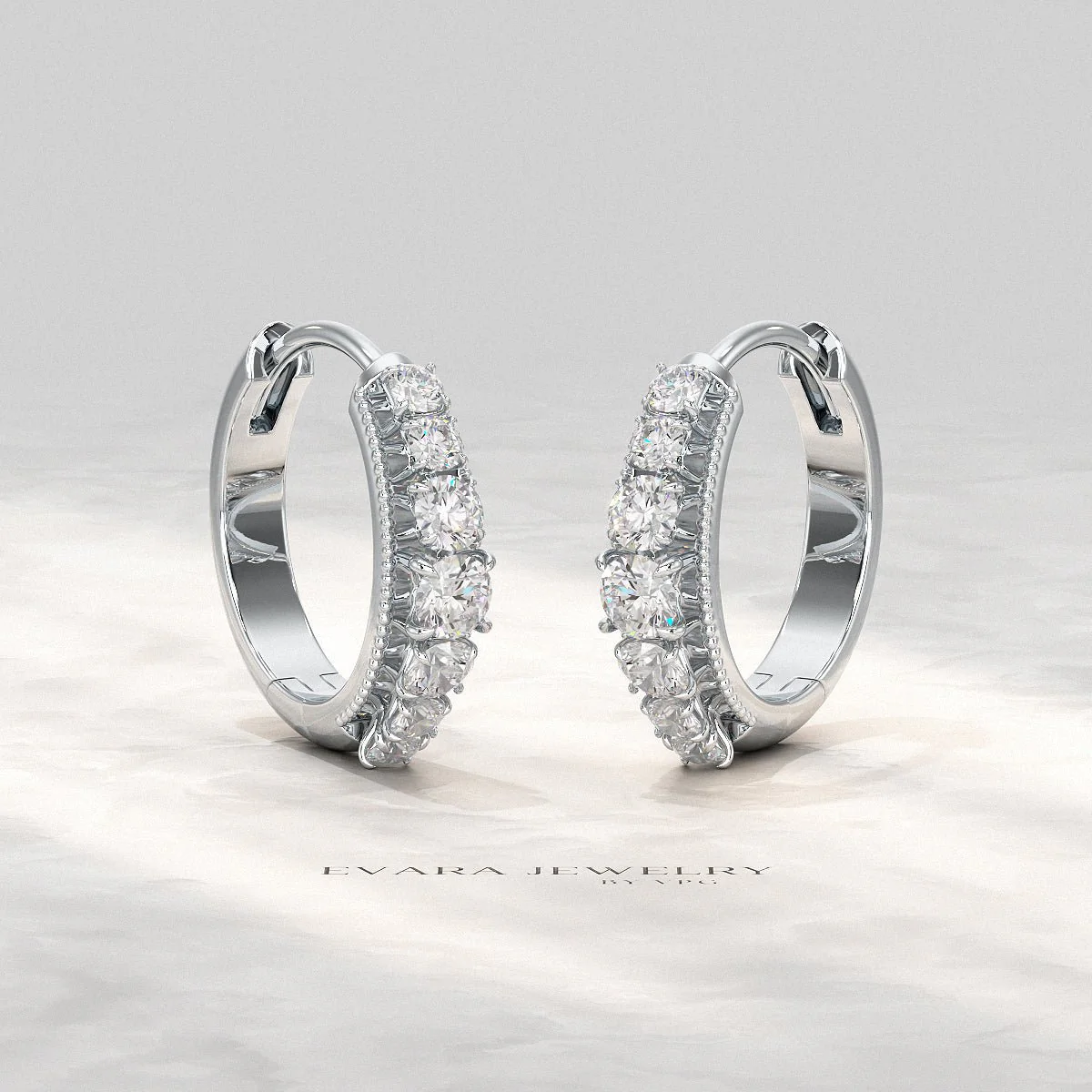 Graduating Lab Grown Diamond Diamond Hoop Earrings - Image 10