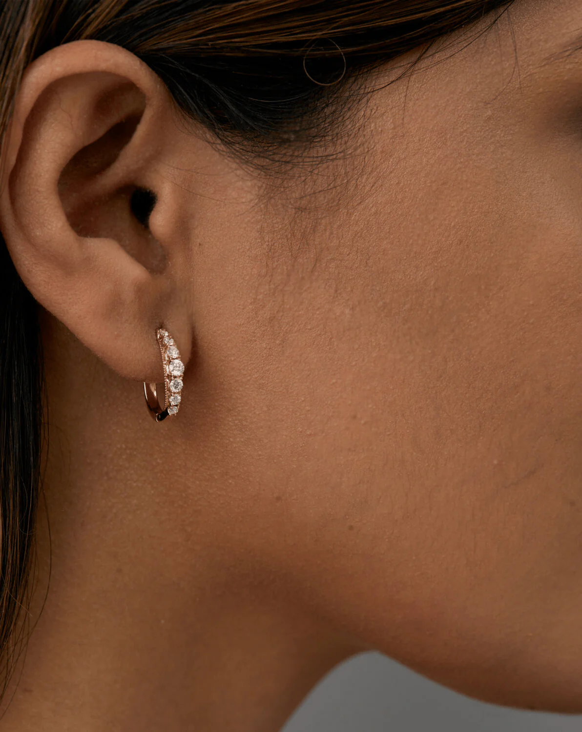 Graduating Lab Grown Diamond Diamond Hoop Earrings - Image 4