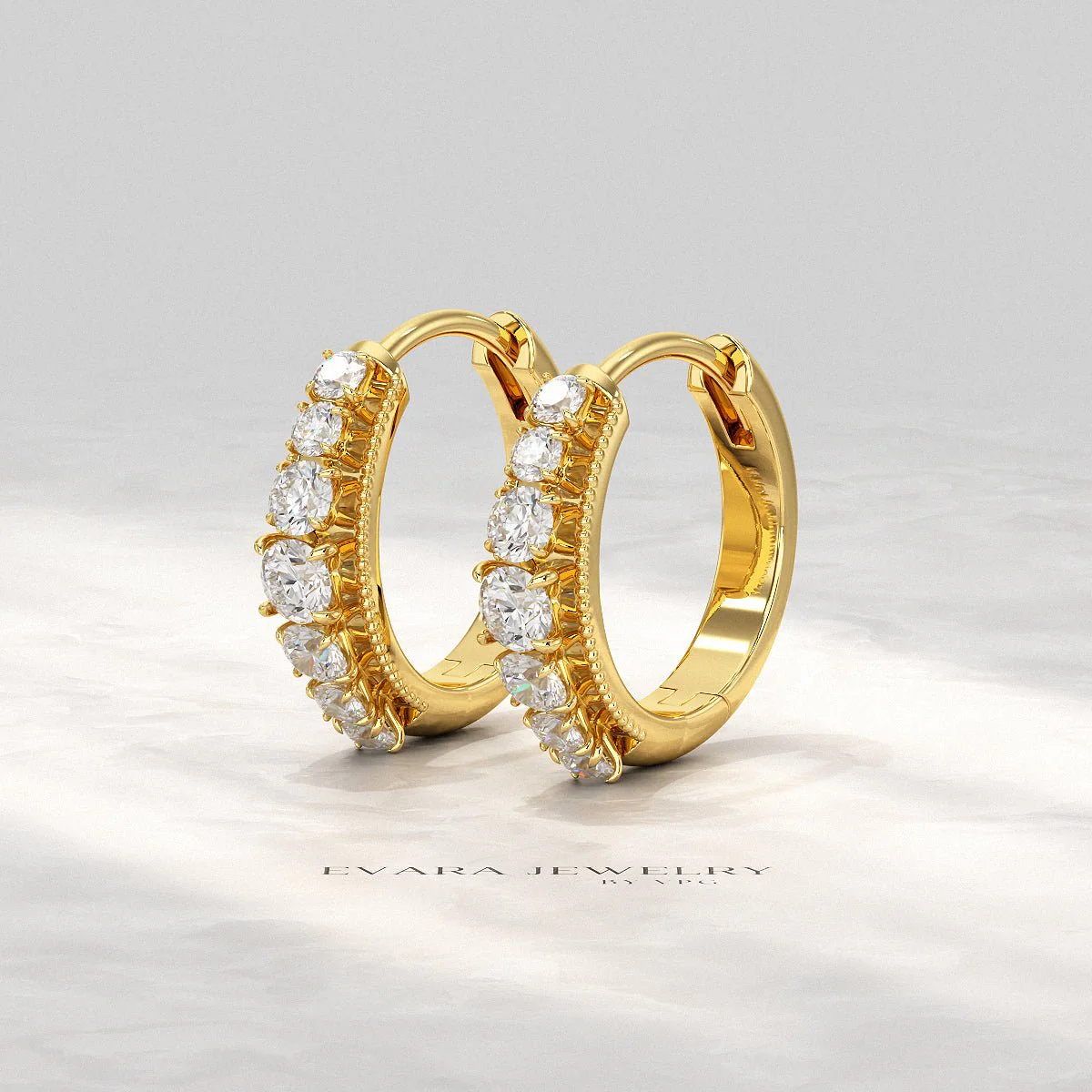 Graduating Lab Grown Diamond Diamond Hoop Earrings - Image 6
