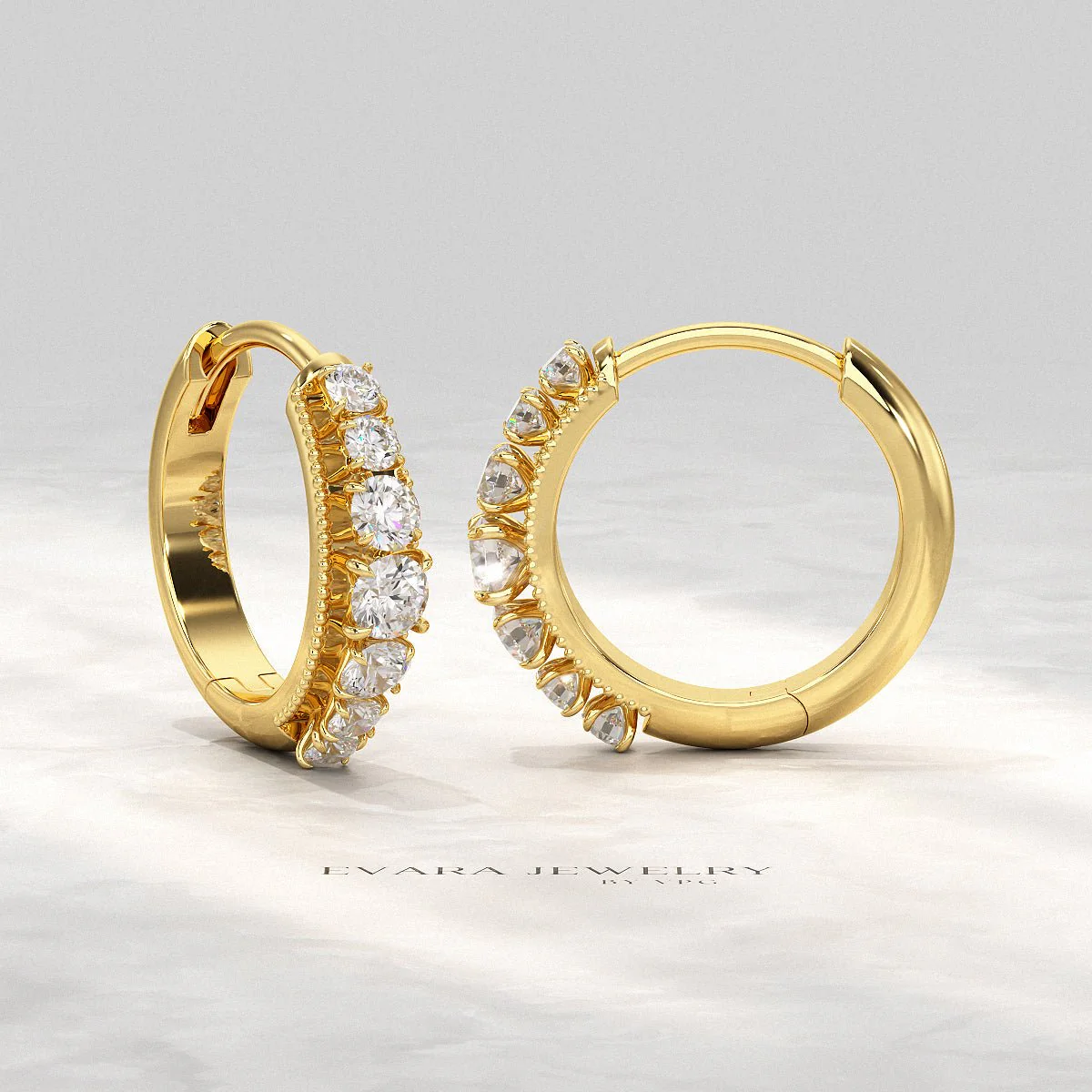 Graduating Lab Grown Diamond Diamond Hoop Earrings - Image 7