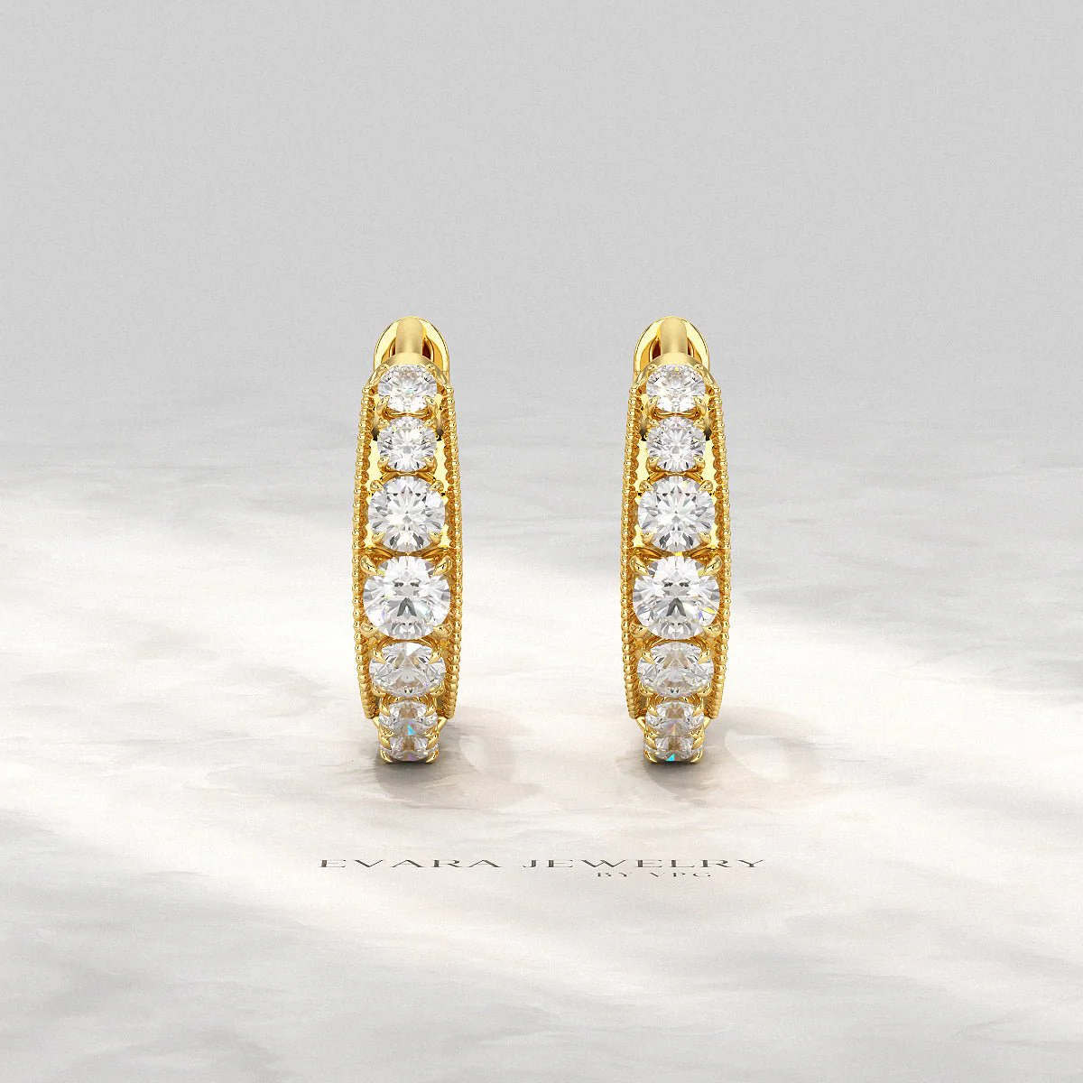Graduating Lab Grown Diamond Diamond Hoop Earrings - Image 8