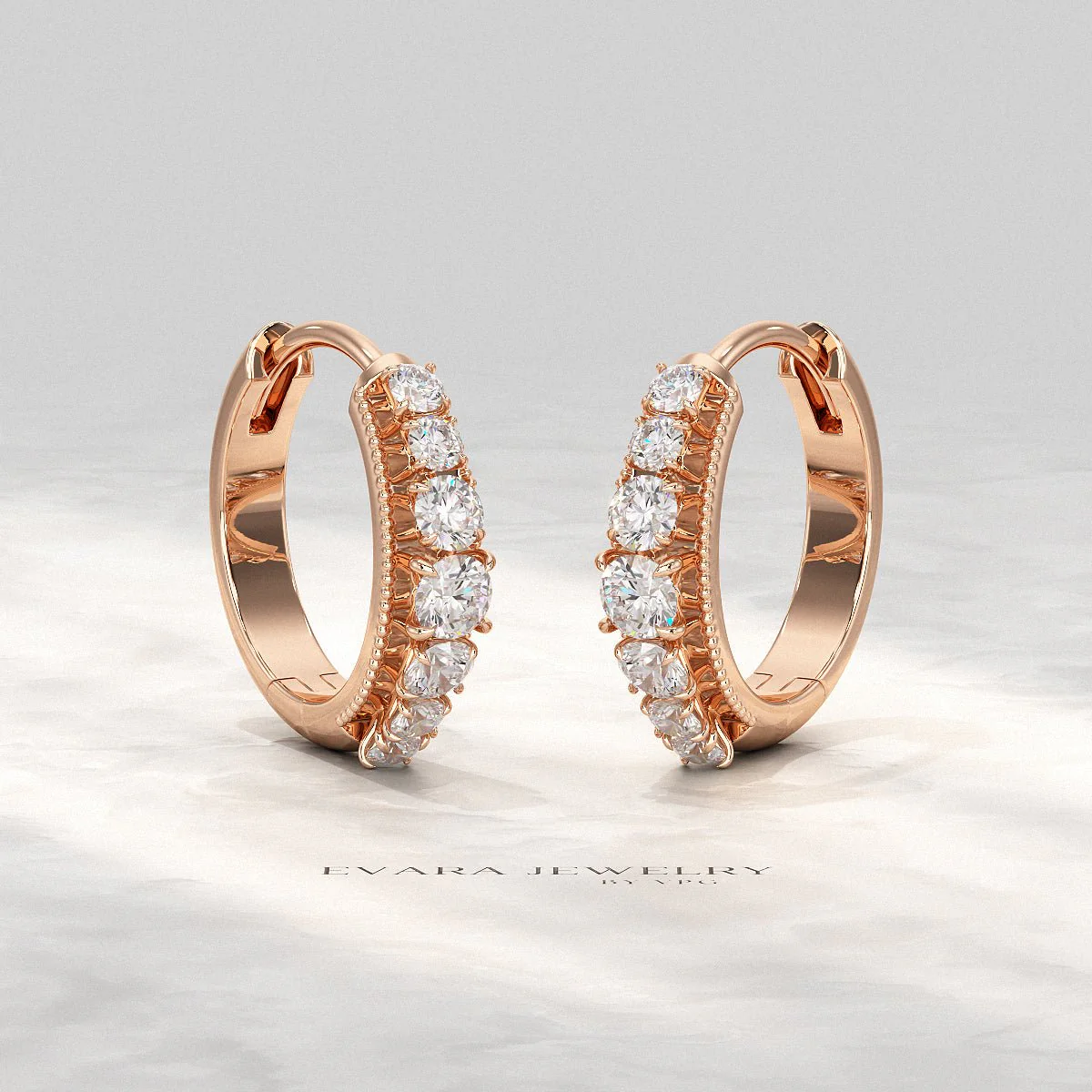 Graduating Lab Grown Diamond Diamond Hoop Earrings - Image 9