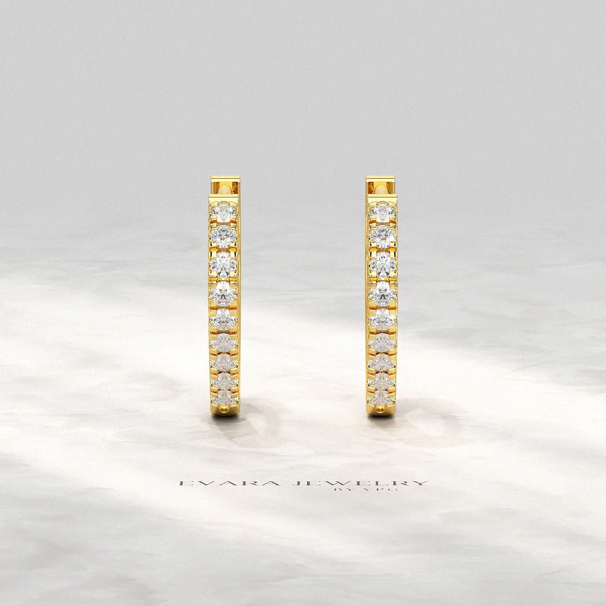 Heart Shape Prong Set Diamond Hoop Earrings - Image 4