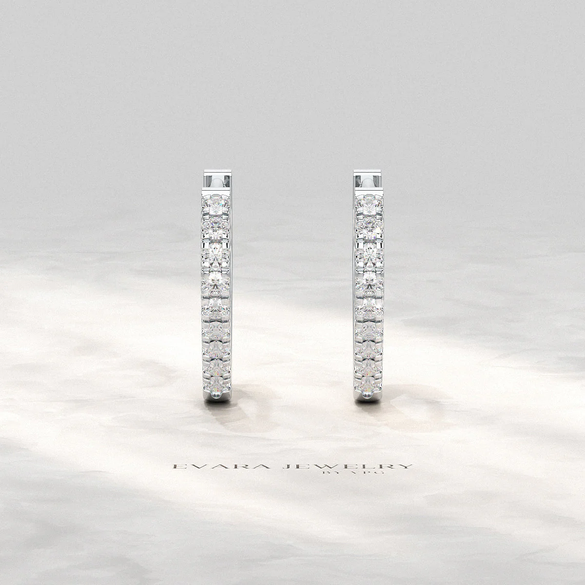 Heart Shape Prong Set Diamond Hoop Earrings - Image 7