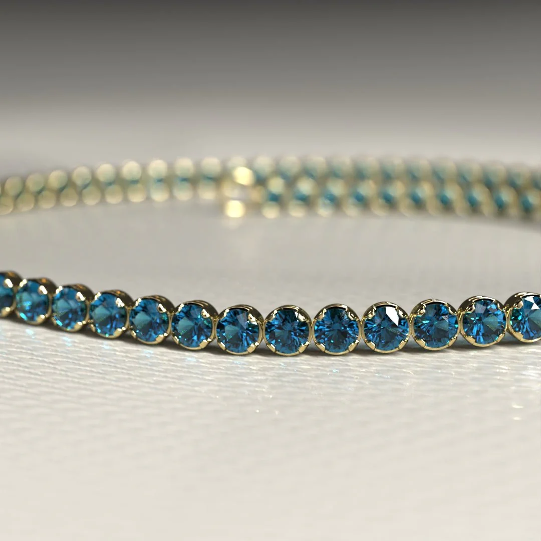 London Blue Topaz Tennis Bracelet in 14K/18K White Gold / November Birthstone Bracelet - Image 10