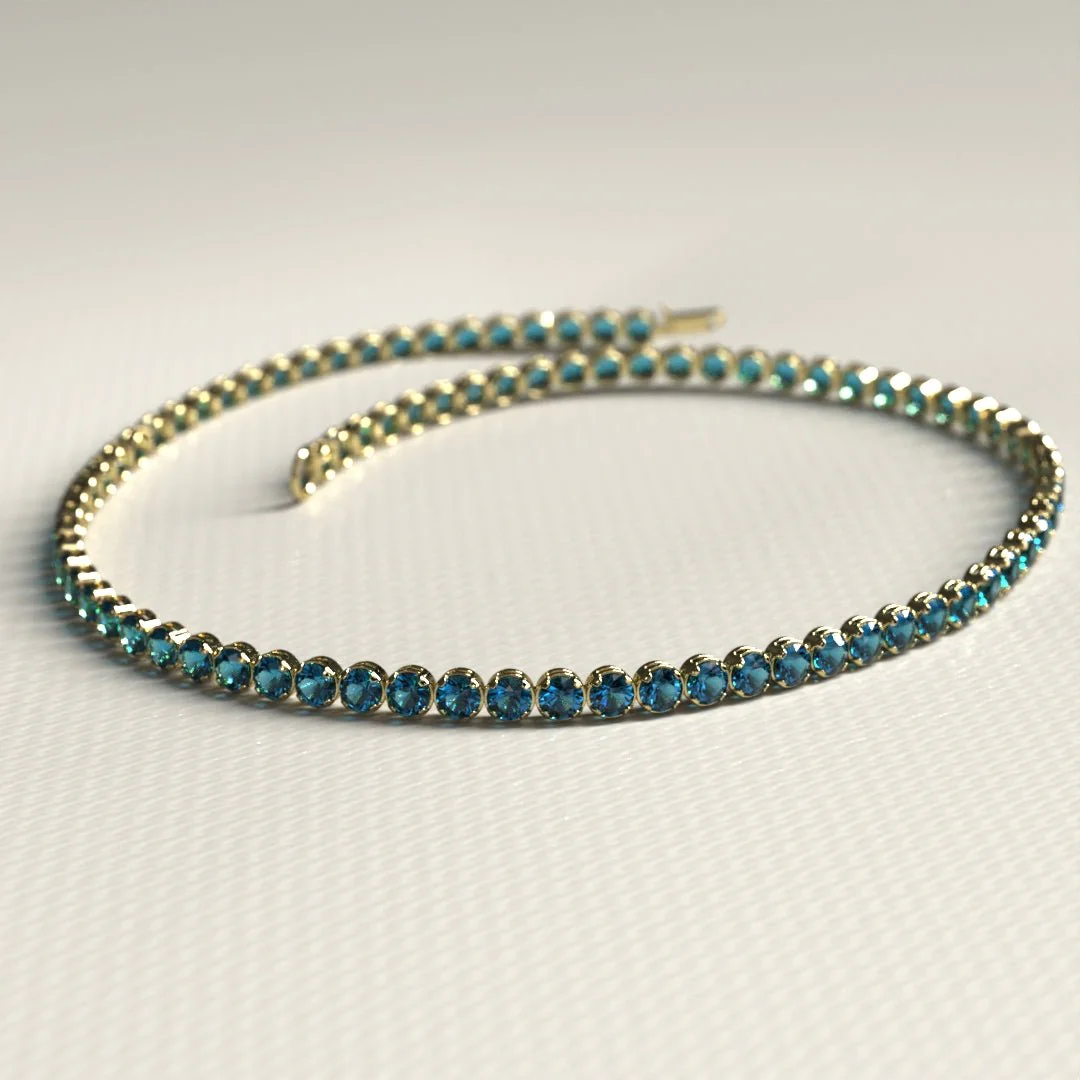 London Blue Topaz Tennis Bracelet in 14K/18K White Gold / November Birthstone Bracelet - Image 11