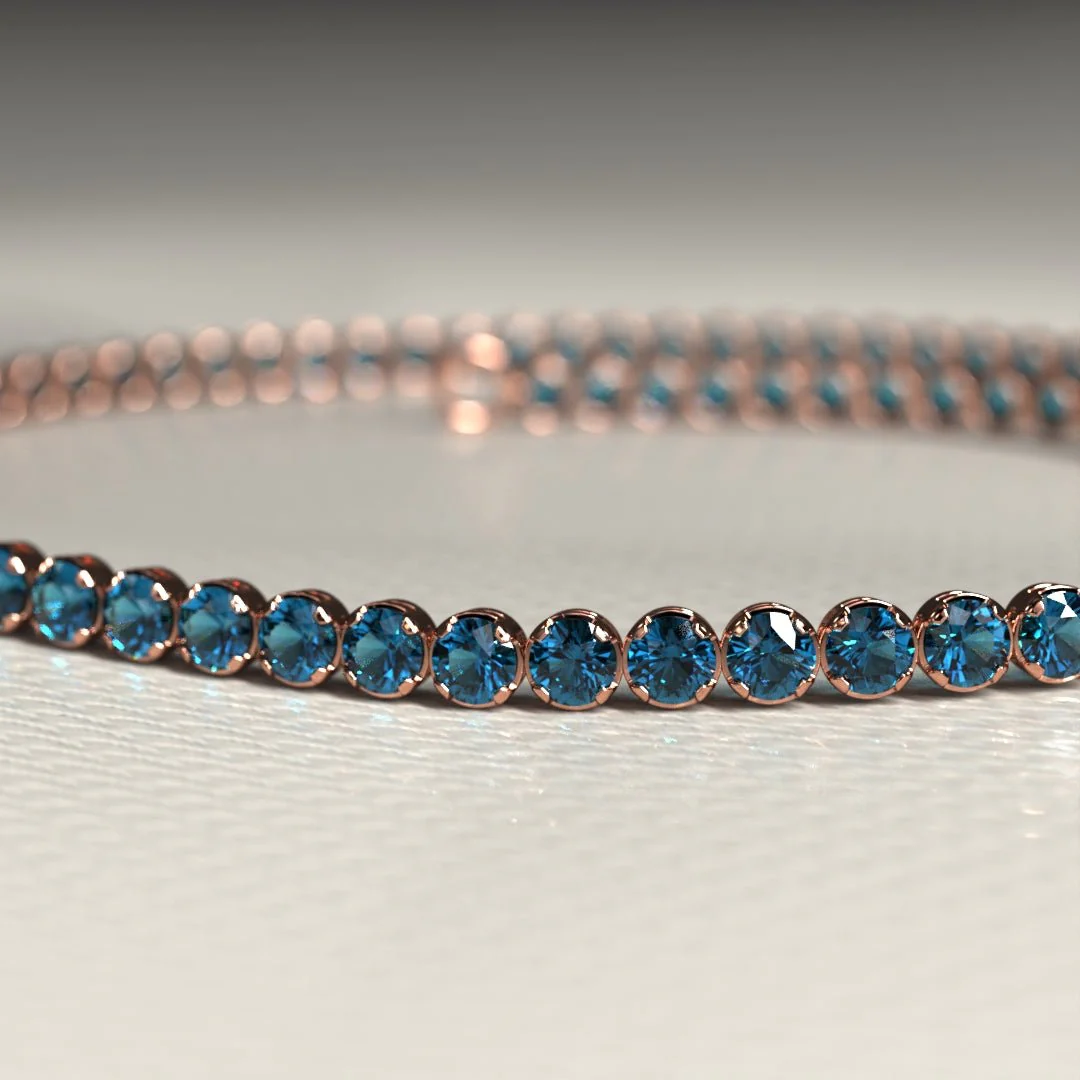 London Blue Topaz Tennis Bracelet in 14K/18K White Gold / November Birthstone Bracelet - Image 12