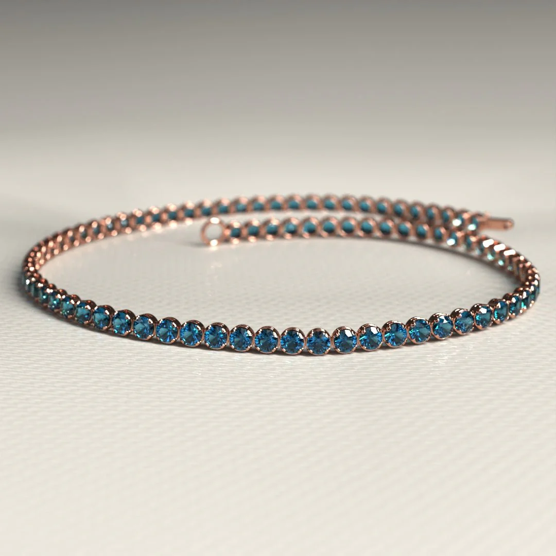 London Blue Topaz Tennis Bracelet in 14K/18K White Gold / November Birthstone Bracelet - Image 13