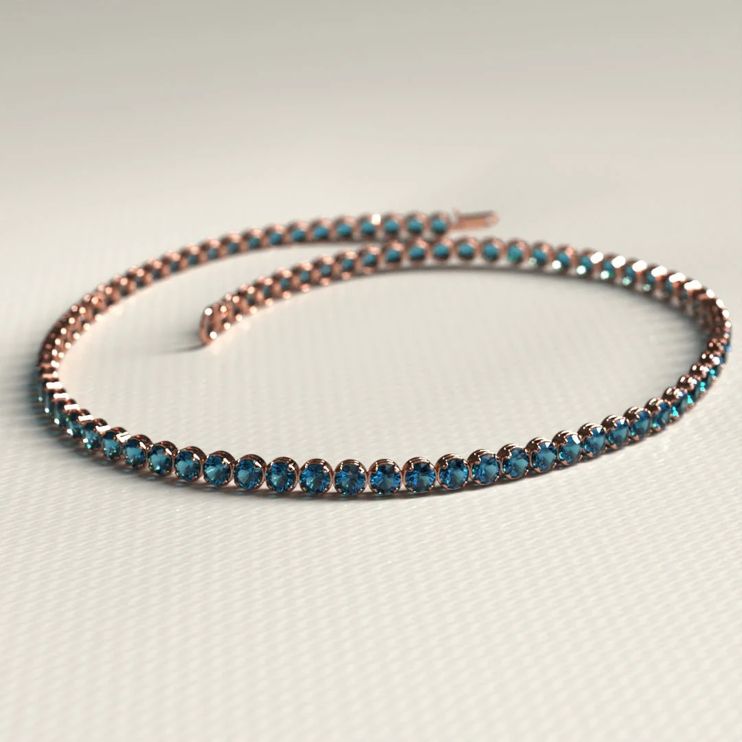London Blue Topaz Tennis Bracelet in 14K/18K White Gold / November Birthstone Bracelet - Image 14