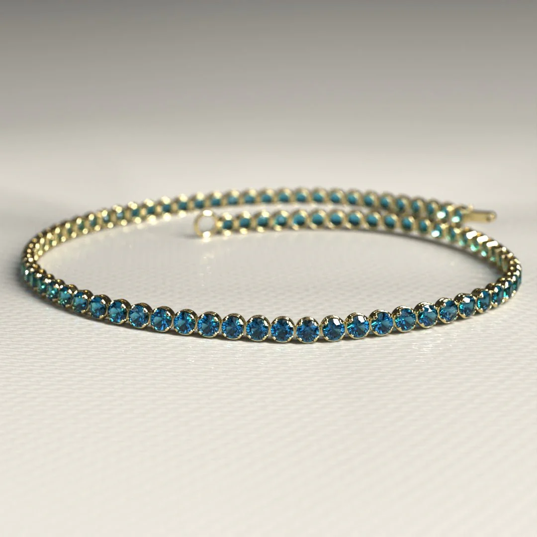 London Blue Topaz Tennis Bracelet in 14K/18K White Gold / November Birthstone Bracelet - Image 9