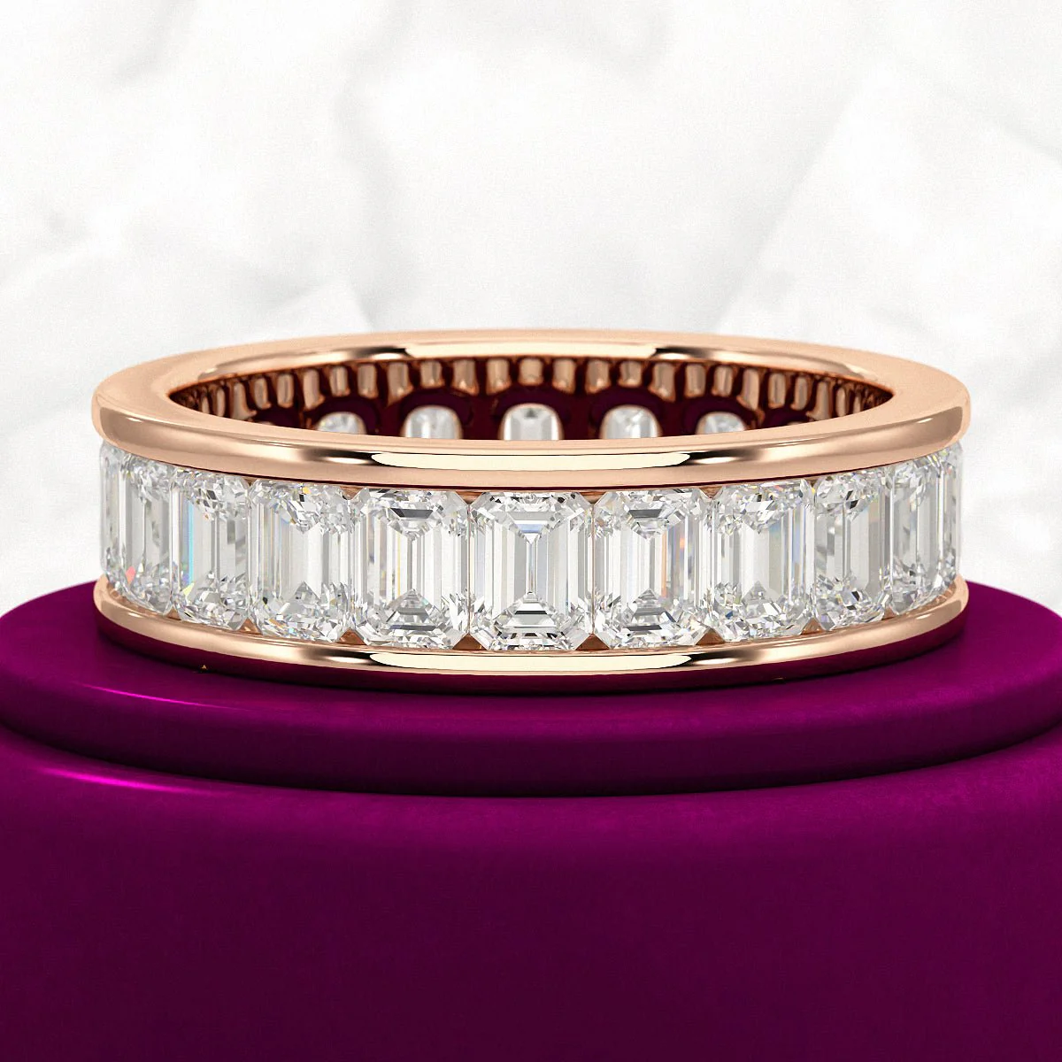 Luxury 4 Carat Emerald Cut Lab Grown Diamond Minimalist Wedding Band - Image 12