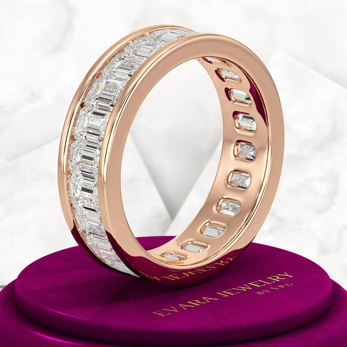 Luxury 4 Carat Emerald Cut Lab Grown Diamond Minimalist Wedding Band - Image 13