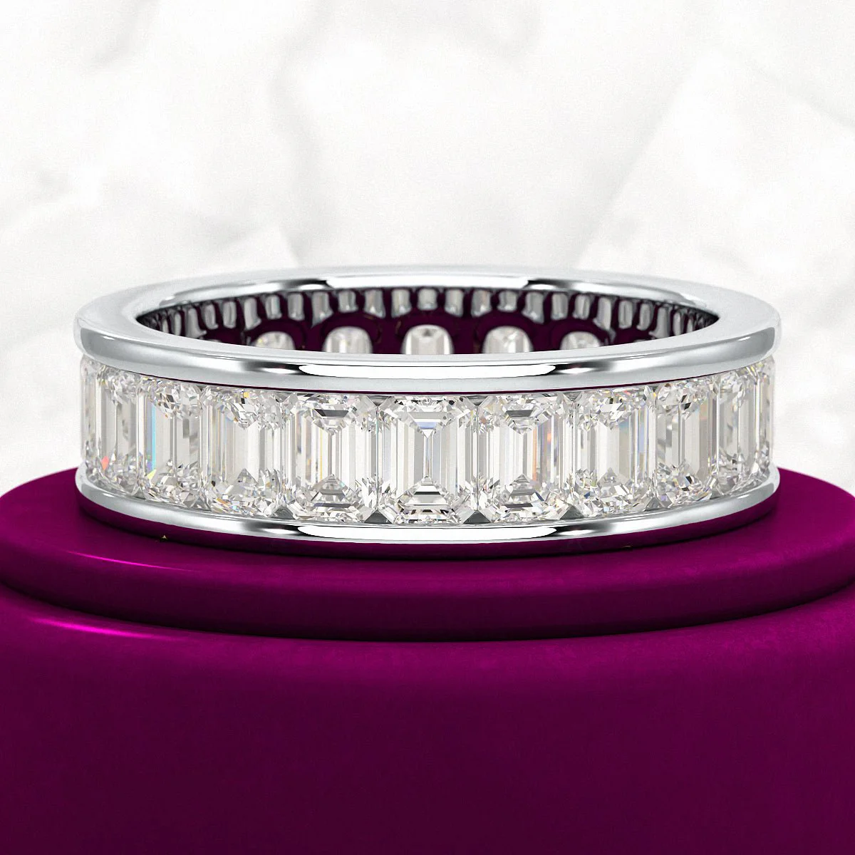 Luxury 4 Carat Emerald Cut Lab Grown Diamond Minimalist Wedding Band - Image 5