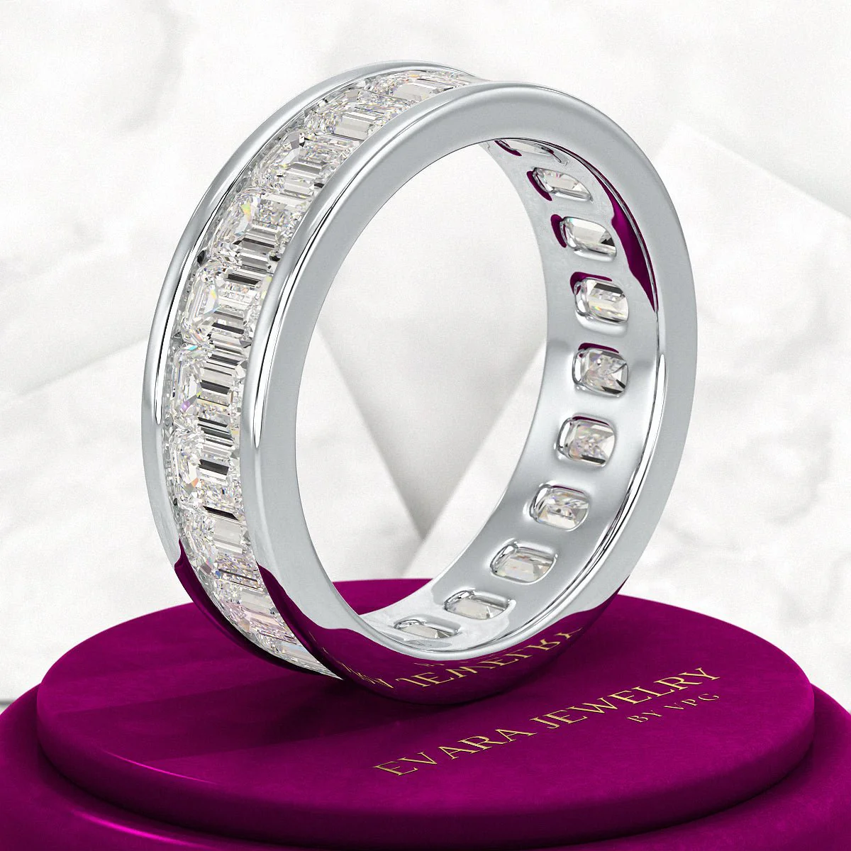 Luxury 4 Carat Emerald Cut Lab Grown Diamond Minimalist Wedding Band - Image 6