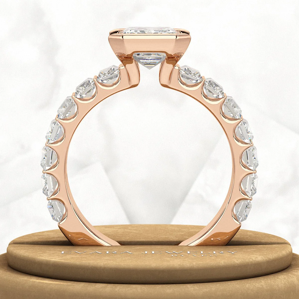 Luxury Diamond 4.52 Carat Emerald Cut Wedding Band - Image 11