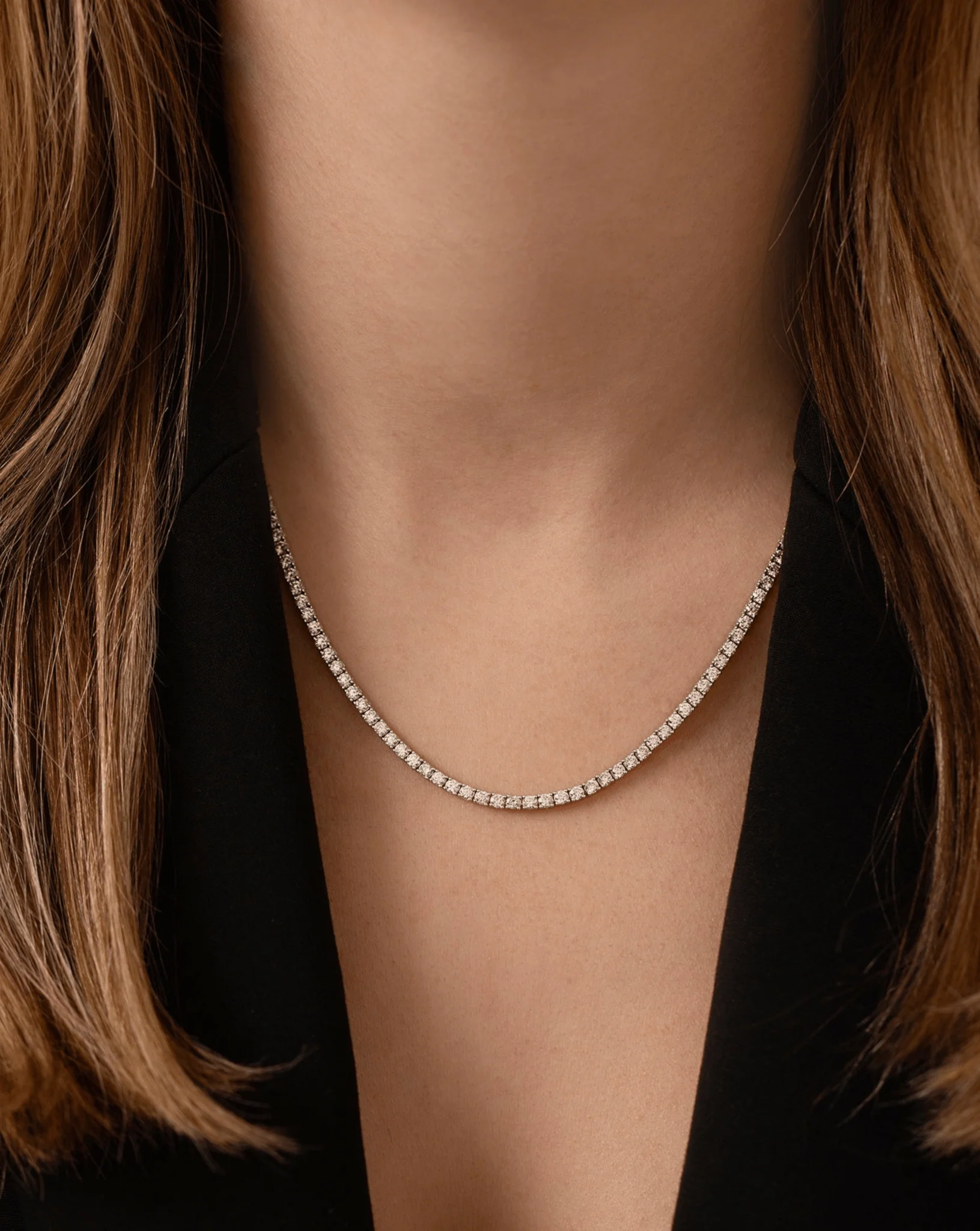 Luxury Diamond Tennis Necklace - 14K/18K White Gold Lab Grown Diamond Choker - Image 25