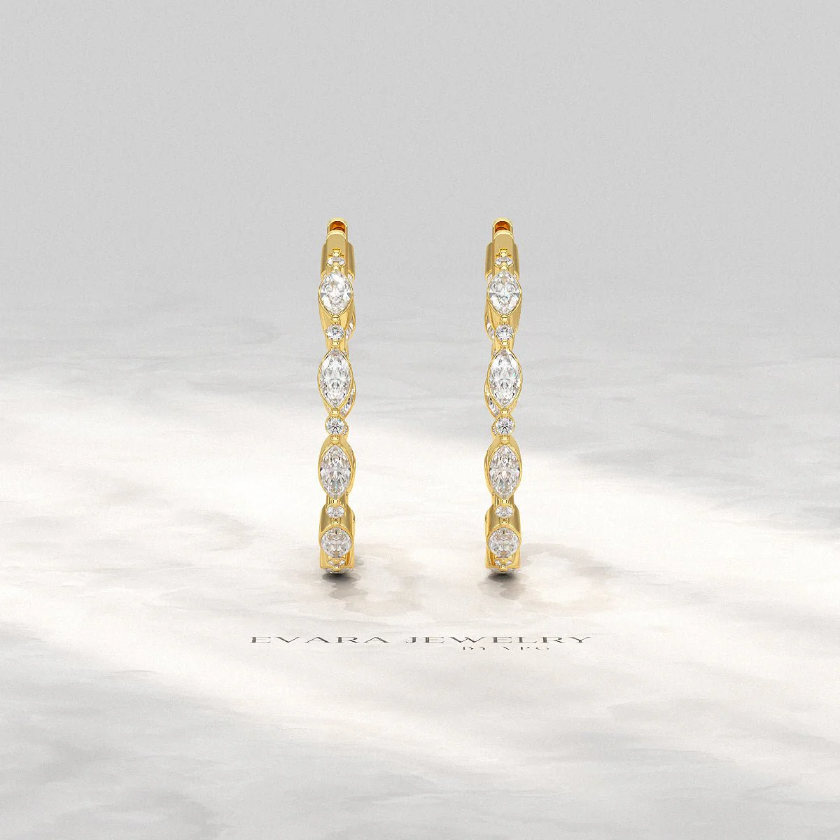 Marquise & Round Cut Morse Code Hoop Earrings - Image 4