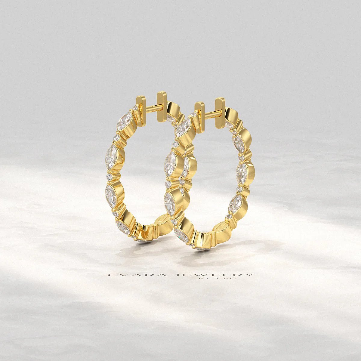Marquise & Round Cut Morse Code Hoop Earrings - Image 6