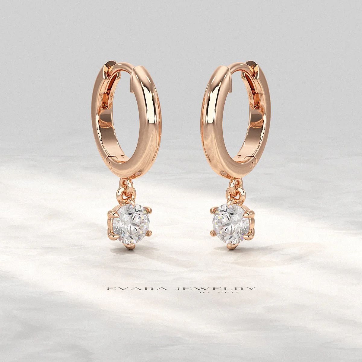 Minimal Diamond Drop Huggies Hoop Earrings - Image 10