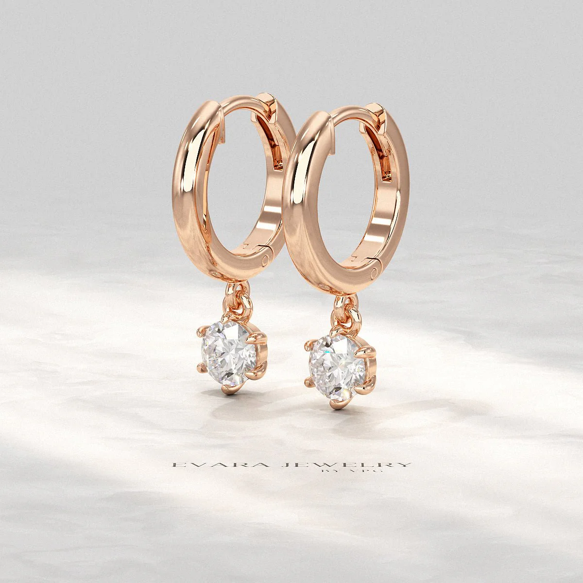 Minimal Diamond Drop Huggies Hoop Earrings - Image 12