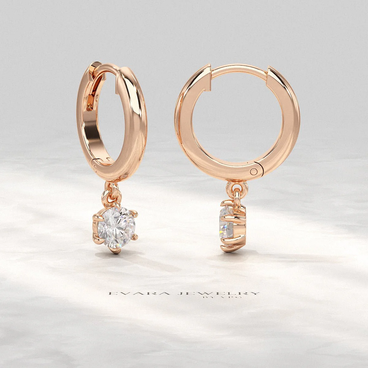 Minimal Diamond Drop Huggies Hoop Earrings - Image 13