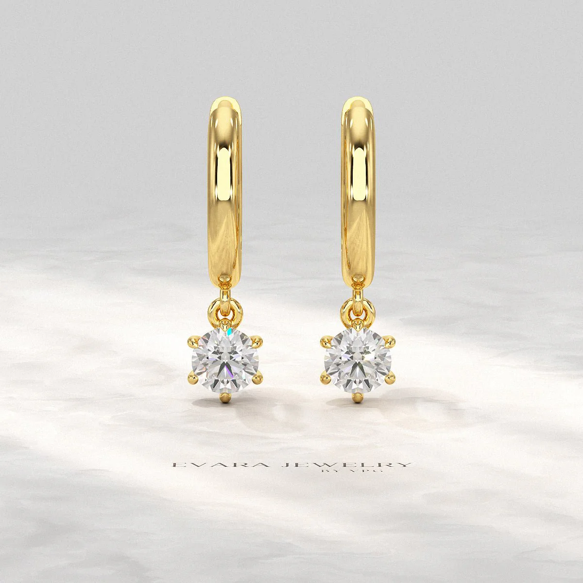 Minimal Diamond Drop Huggies Hoop Earrings - Image 3