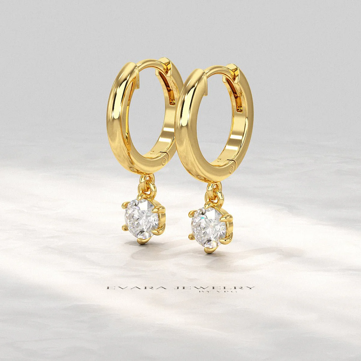 Minimal Diamond Drop Huggies Hoop Earrings - Image 4