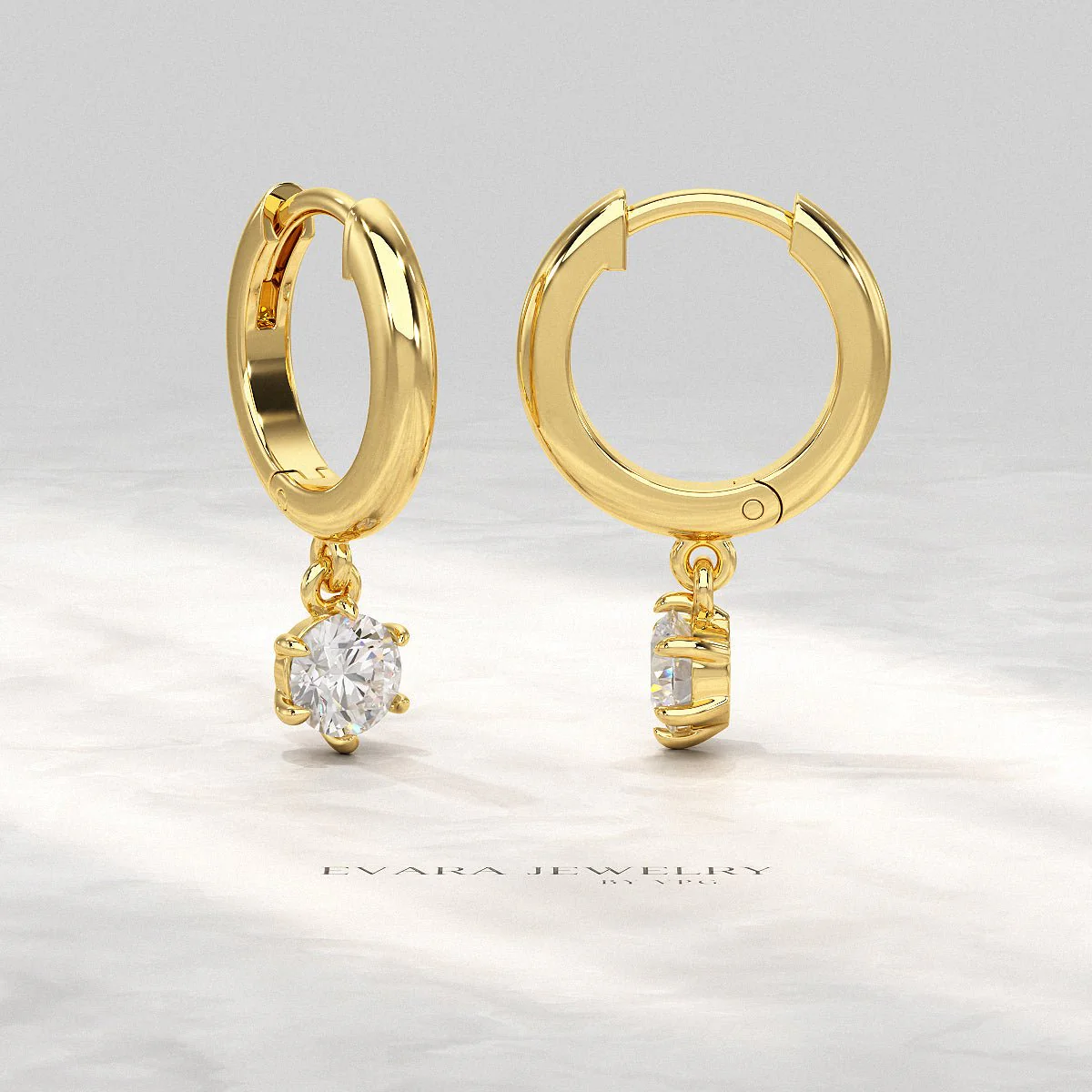 Minimal Diamond Drop Huggies Hoop Earrings - Image 5
