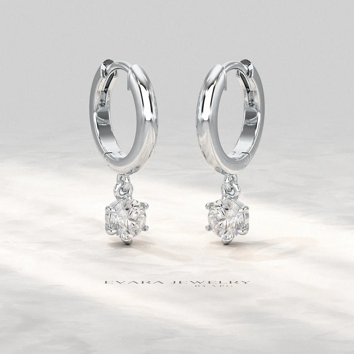 Minimal Diamond Drop Huggies Hoop Earrings - Image 6
