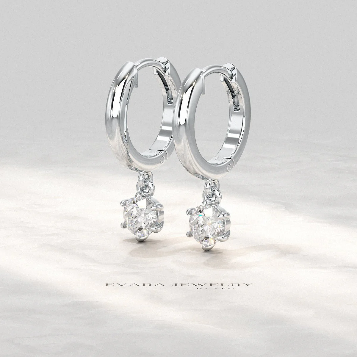 Minimal Diamond Drop Huggies Hoop Earrings - Image 8