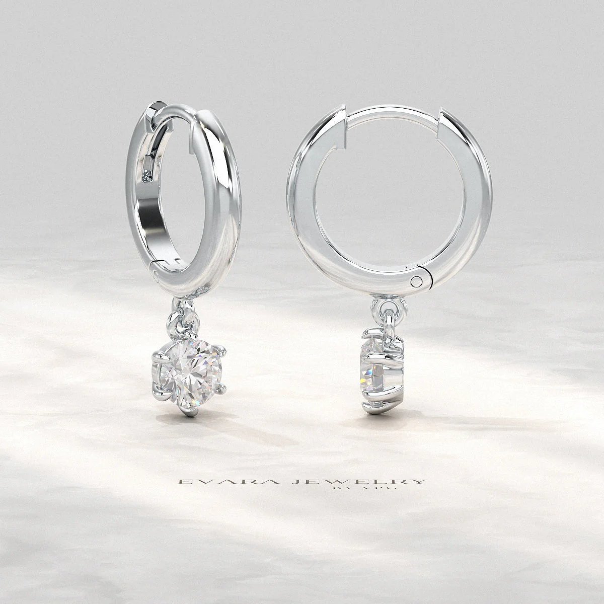 Minimal Diamond Drop Huggies Hoop Earrings - Image 9
