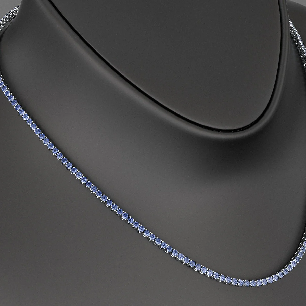 Natural Blue Ombre Sapphire Tennis Necklace - Image 3