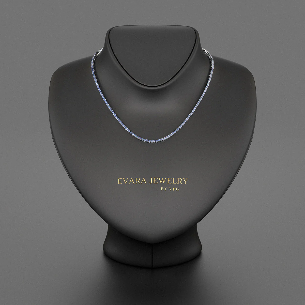 Natural Blue Ombre Sapphire Tennis Necklace - Image 4