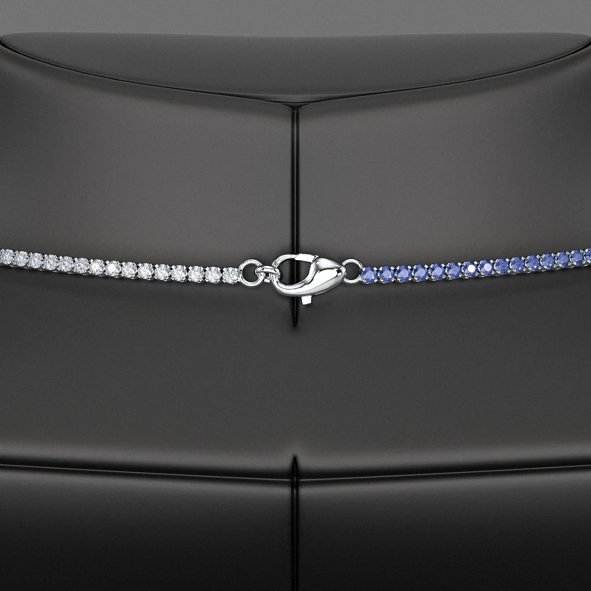 Natural Blue Ombre Sapphire Tennis Necklace - Image 5