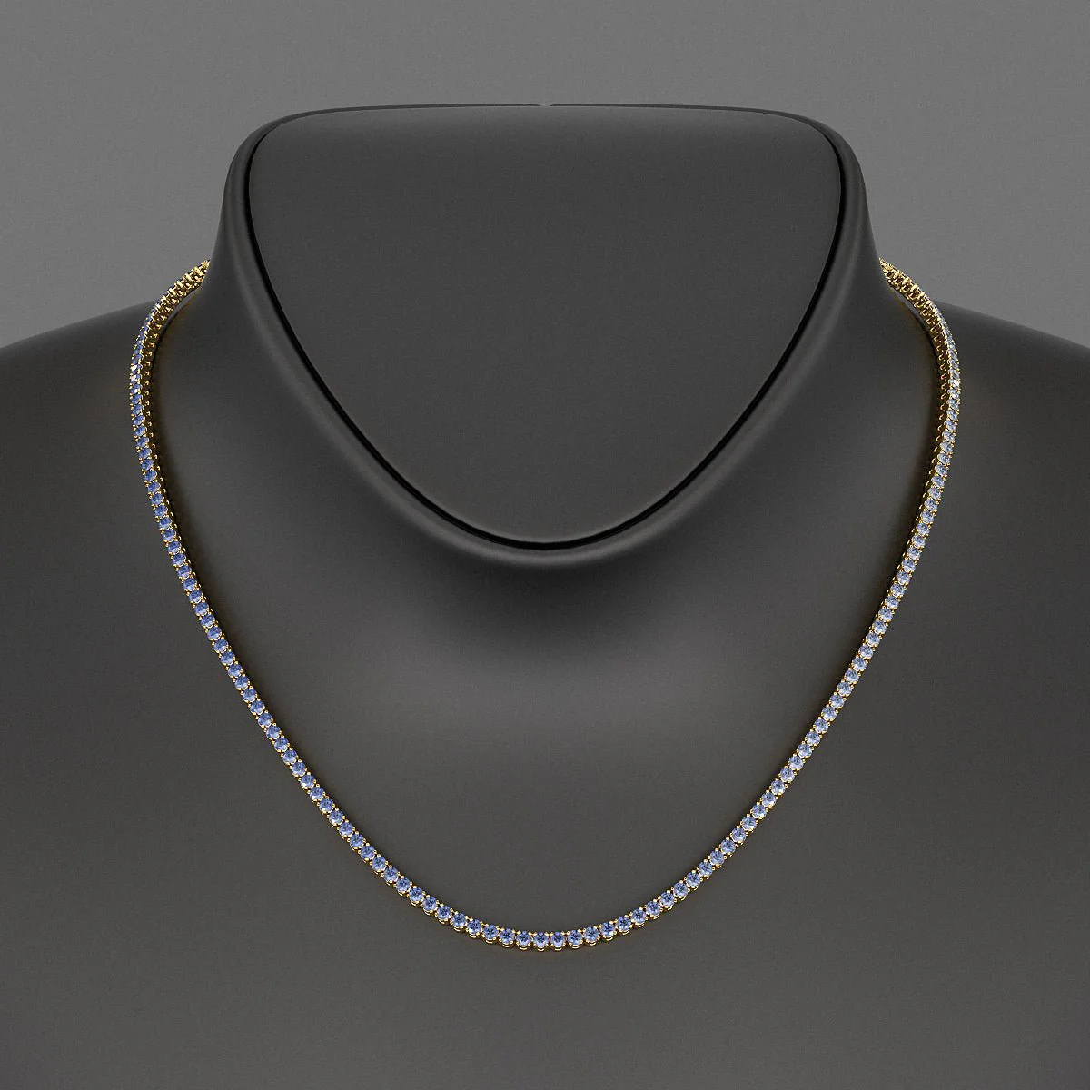 Natural Blue Ombre Sapphire Tennis Necklace - Image 7
