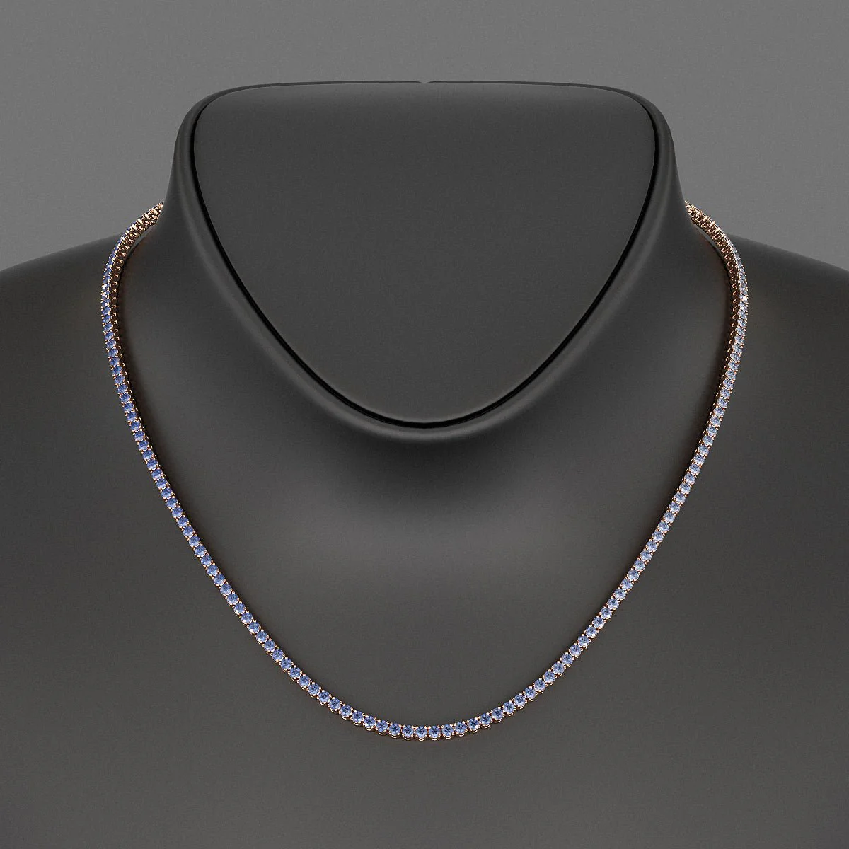 Natural Blue Ombre Sapphire Tennis Necklace - Image 9
