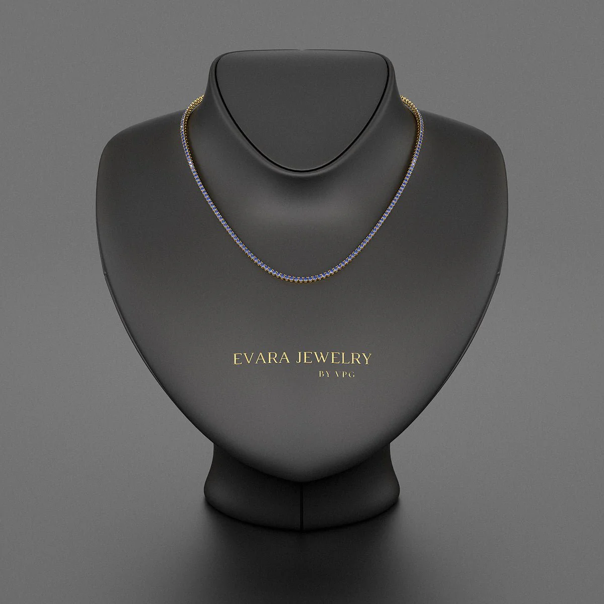 Natural Blue Sapphire Tennis Necklace in 14K/18K White Gold - Image 12