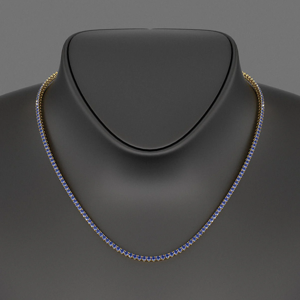 Natural Blue Sapphire Tennis Necklace in 14K/18K White Gold - Image 13