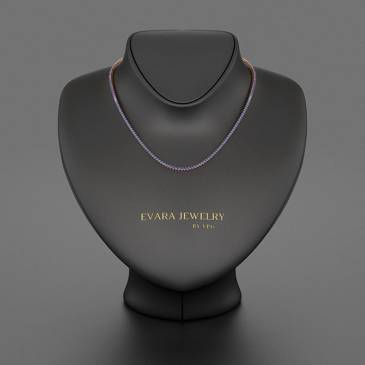 Natural Blue Sapphire Tennis Necklace in 14K/18K White Gold - Image 14