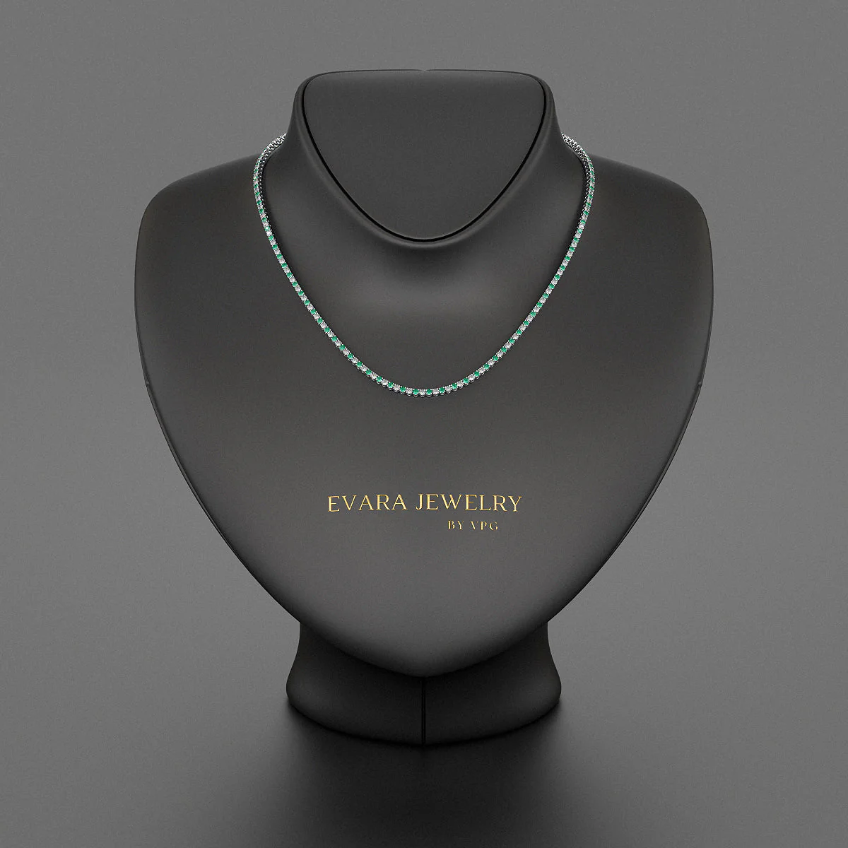 Natural Emerald & Diamond Alternate Tennis Necklace in 14K/18K Gold - Image 4