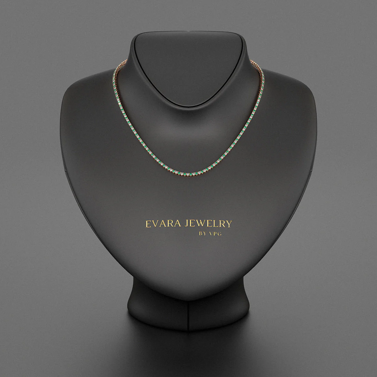Natural Emerald & Diamond Alternate Tennis Necklace in 14K/18K Gold - Image 8
