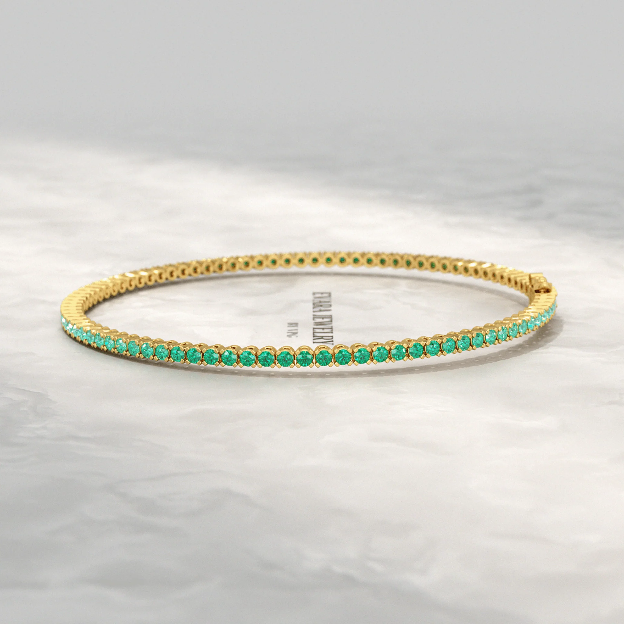 Natural Emerald Ombre 3.12 Carats Tennis Bracelet in 14K/18K Yellow Gold - Image 3