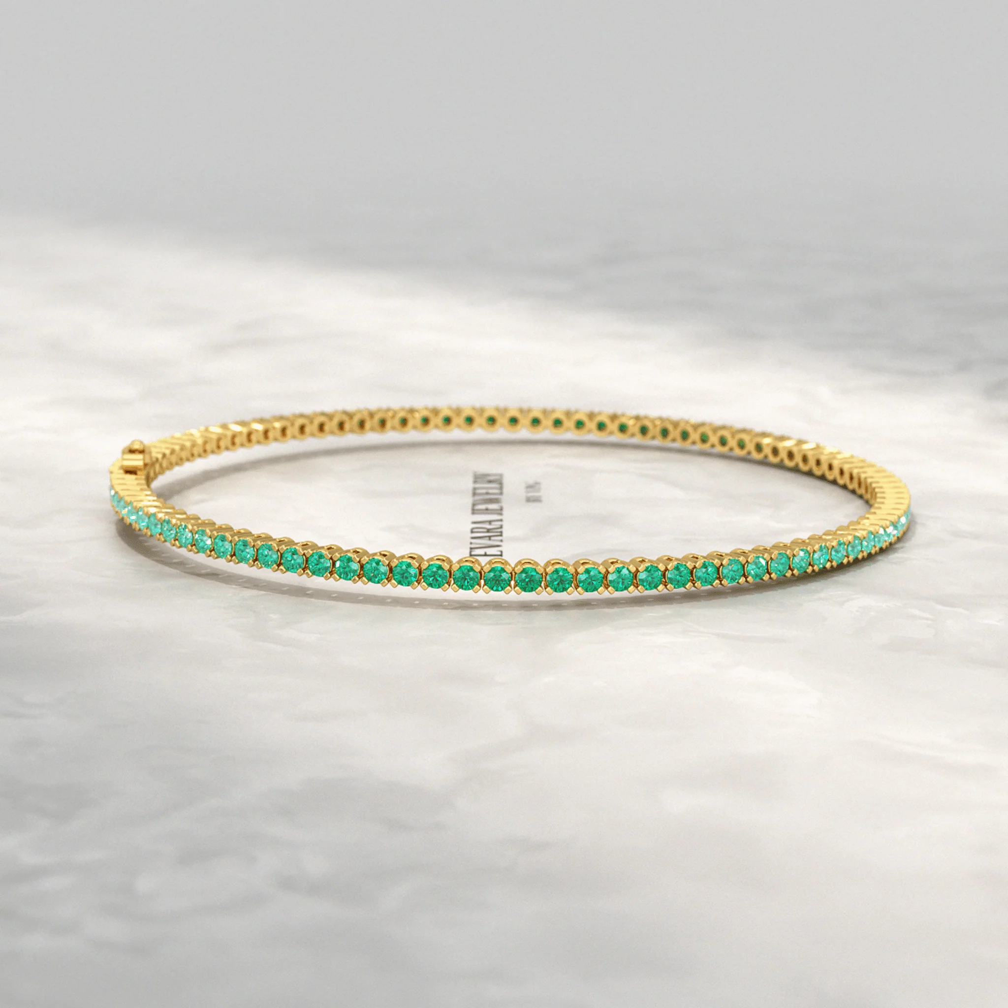 Natural Emerald Ombre 3.12 Carats Tennis Bracelet in 14K/18K Yellow Gold - Image 5